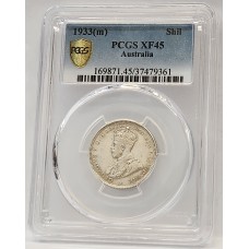 AUSTRALIA 1933 . ONE 1 SHILLING . PCGS XF45